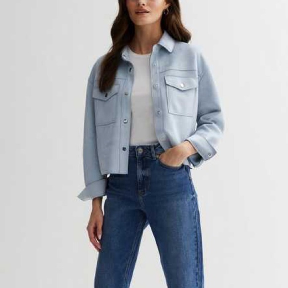 ZARA Pale Blue Suedette Shacket